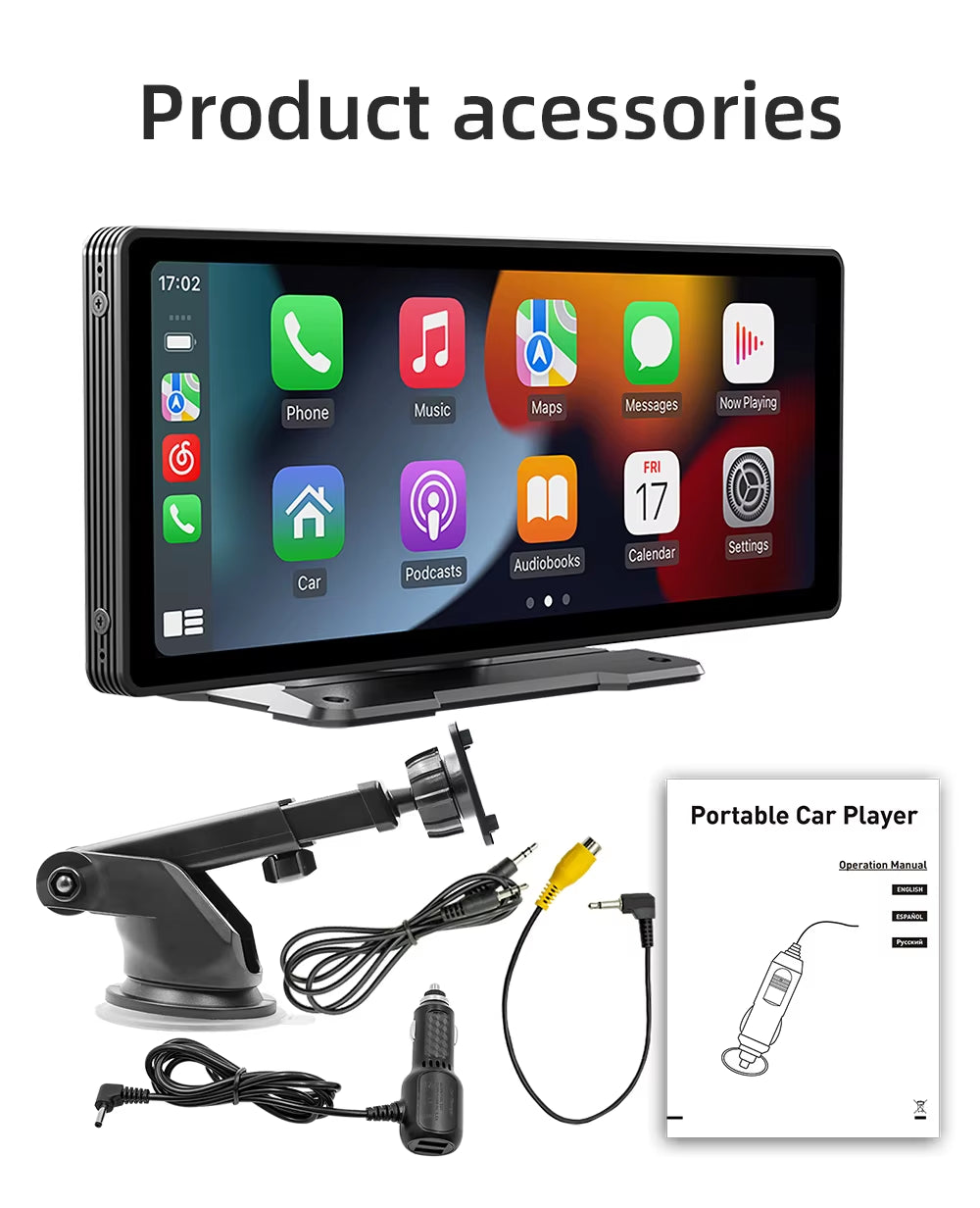 Carve Collective: 10.26" Wireless CarPlay & Android Auto Screen – Portable HD Touchscreen with Backup Camera Ready