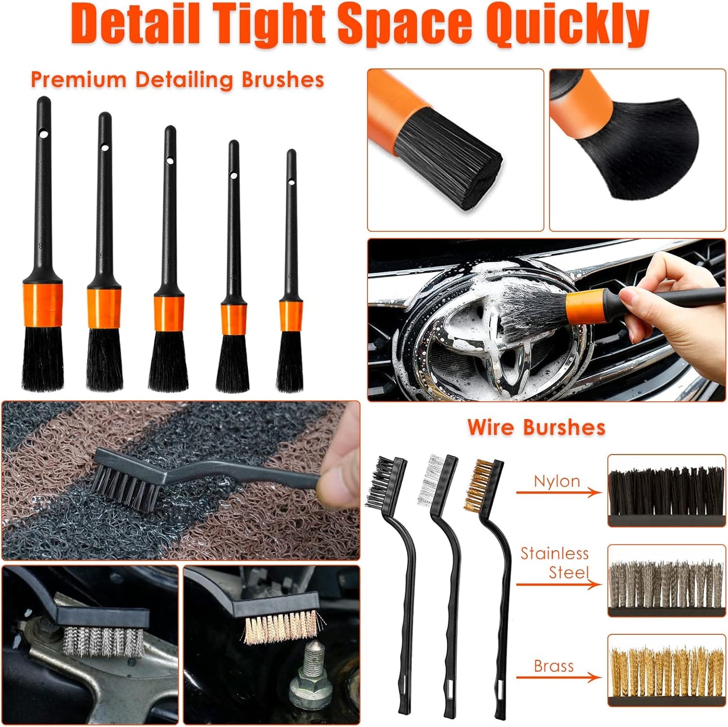 Carve Collective: 17-Piece Ultimate Interior Detailing Kit with High-Power Handheld Car Vacuum