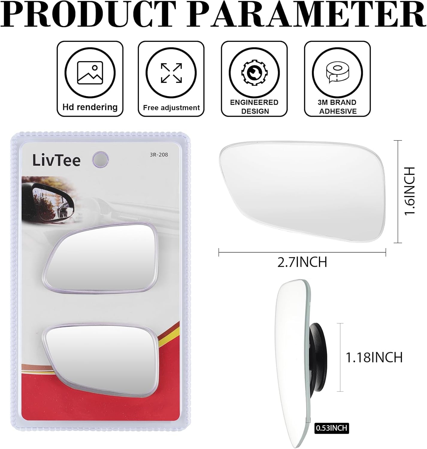 Carve Collective: 360 Vision Safety Mirrors (Set of 2) - Frameless HD Glass for Maximum Blind Spot Elimination