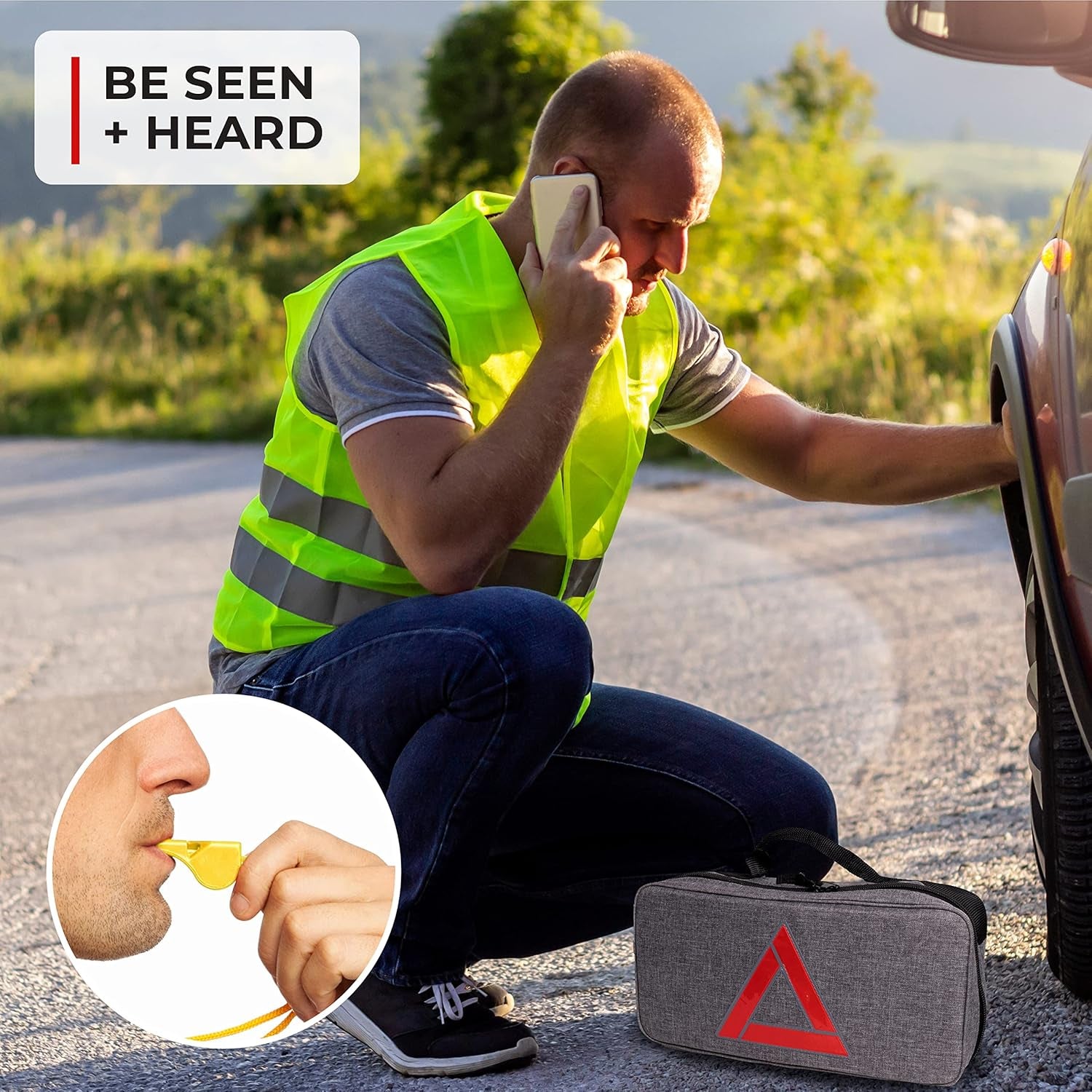 Roadside Emergency Car Kit - 104-Piece with Jumper Cables & First Aid Kit