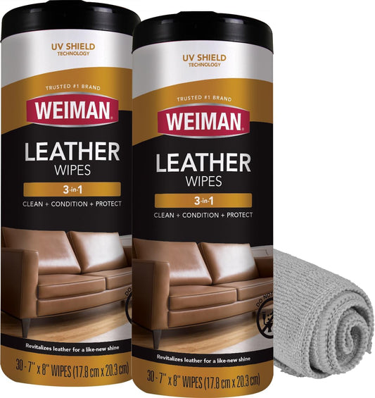 Carve Collective: 3-in-1 Leather Interior Wipes (2-Pack) – Clean, Condition & Protect with UV Defense