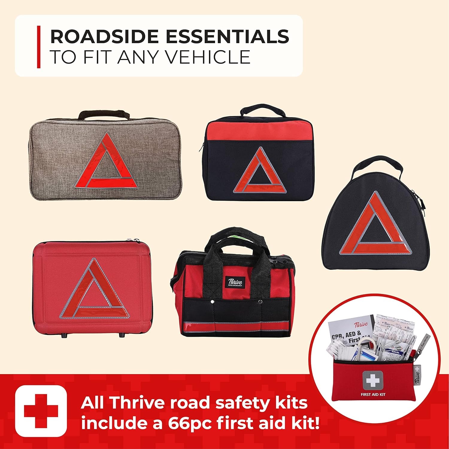 Roadside Emergency Car Kit - 104-Piece with Jumper Cables & First Aid Kit