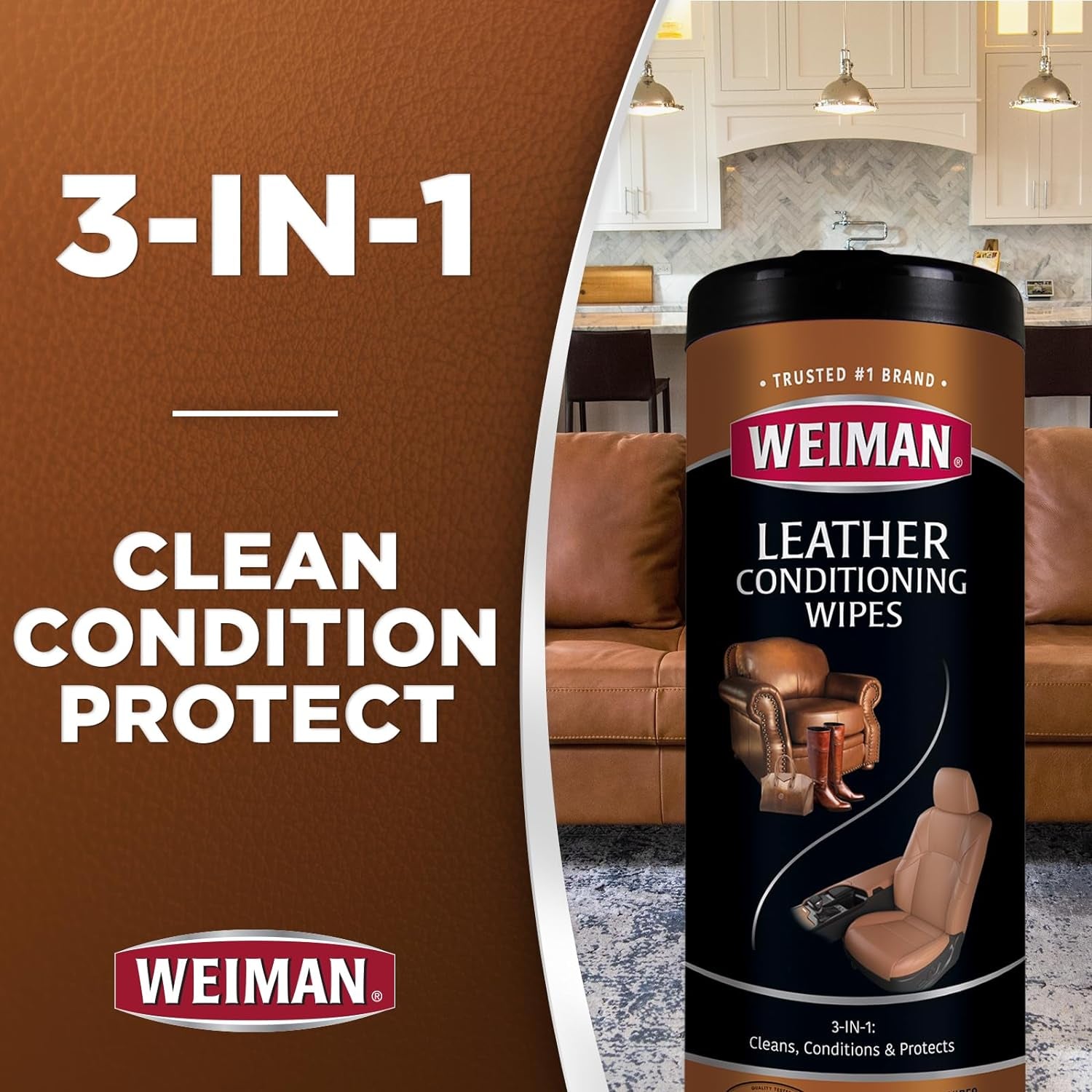 Carve Collective: 3-in-1 Leather Interior Wipes (2-Pack) – Clean, Condition & Protect with UV Defense
