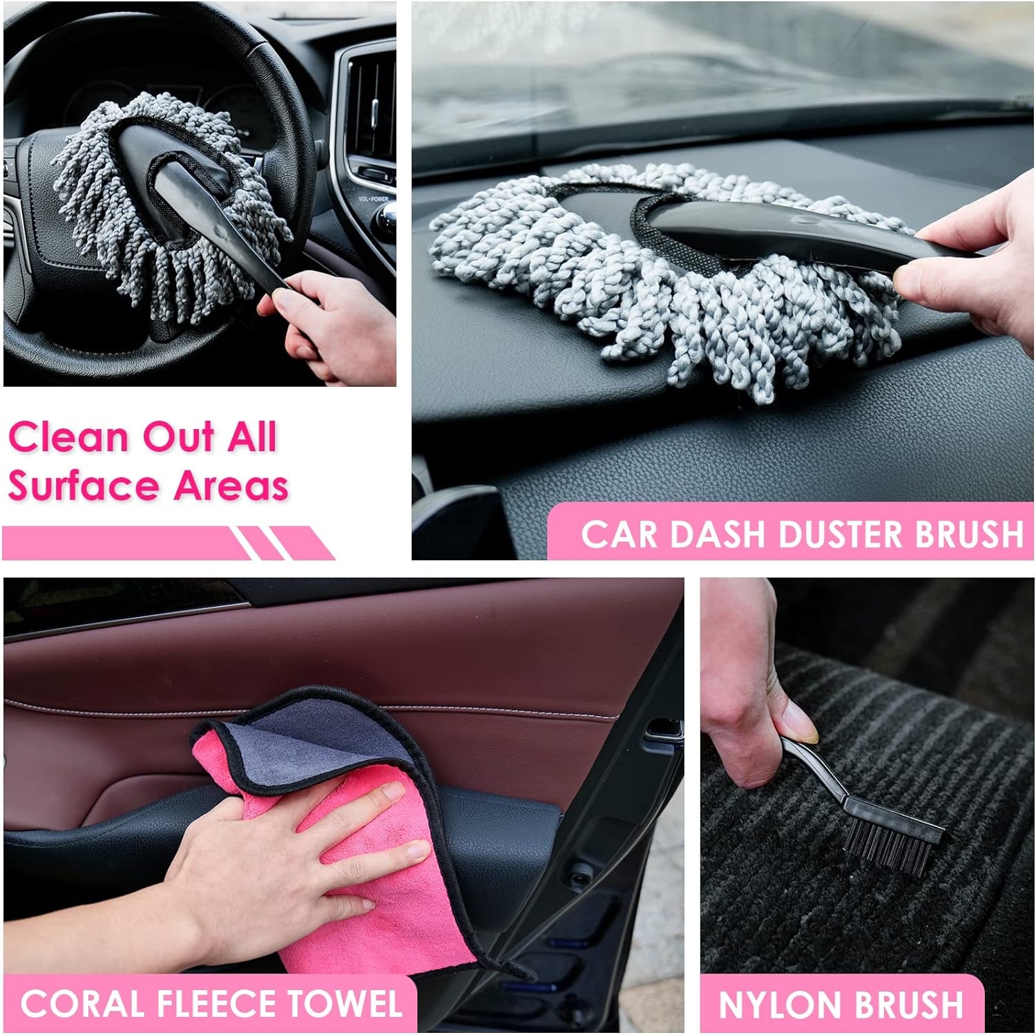 Carve Collective: 17-Piece Ultimate Interior Detailing Kit with High-Power Handheld Car Vacuum