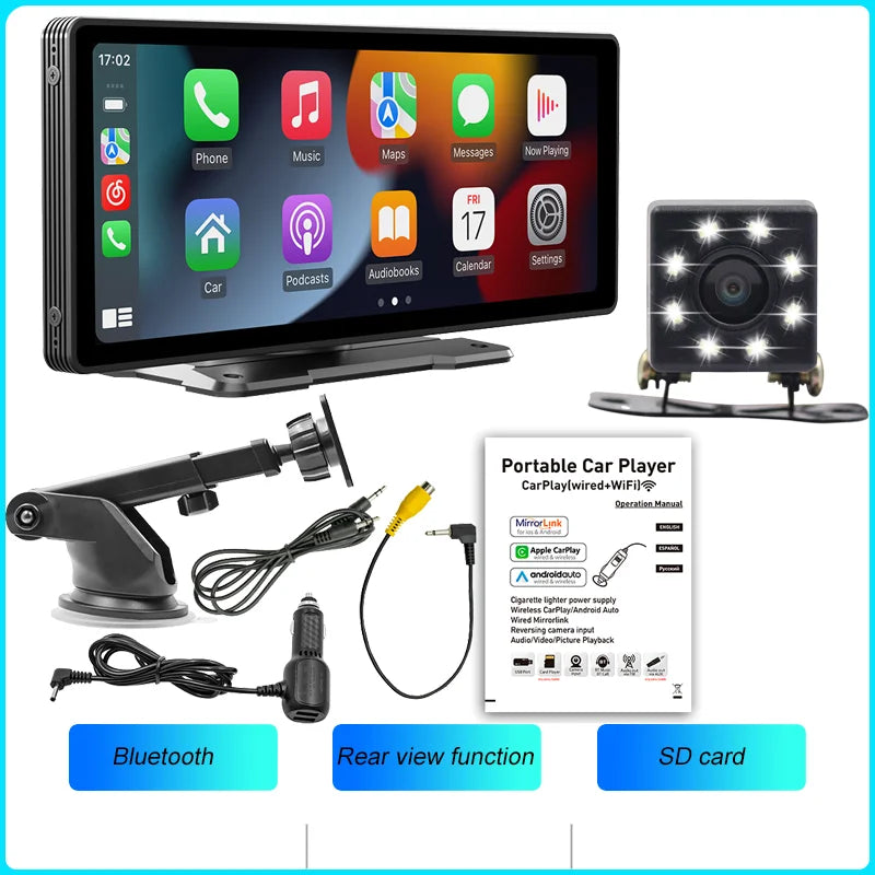 Carve Collective: 10.26" Wireless CarPlay & Android Auto Screen – Portable HD Touchscreen with Backup Camera Ready