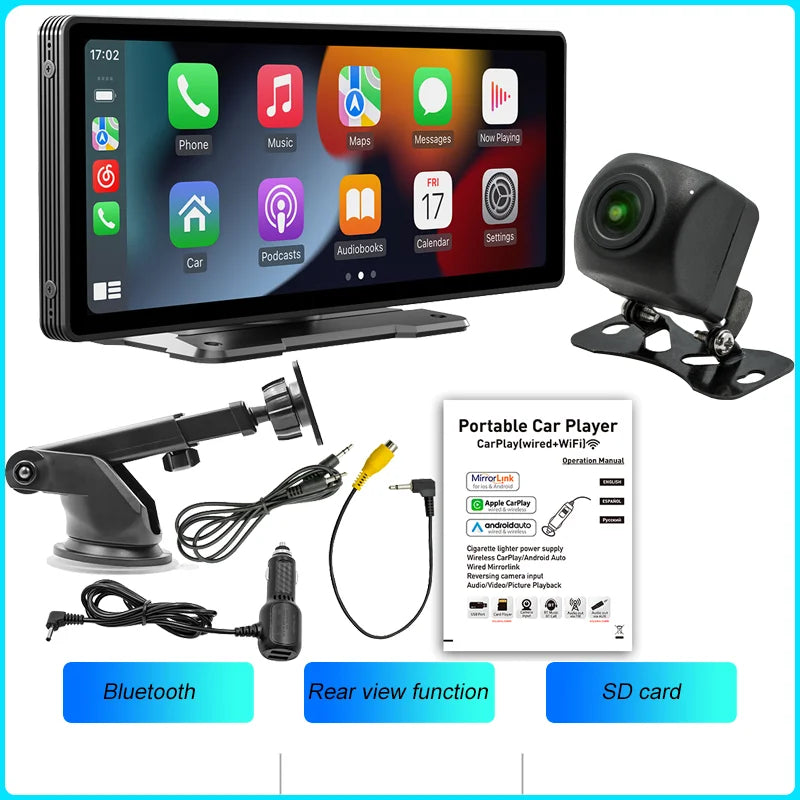 Carve Collective: 10.26" Wireless CarPlay & Android Auto Screen – Portable HD Touchscreen with Backup Camera Ready