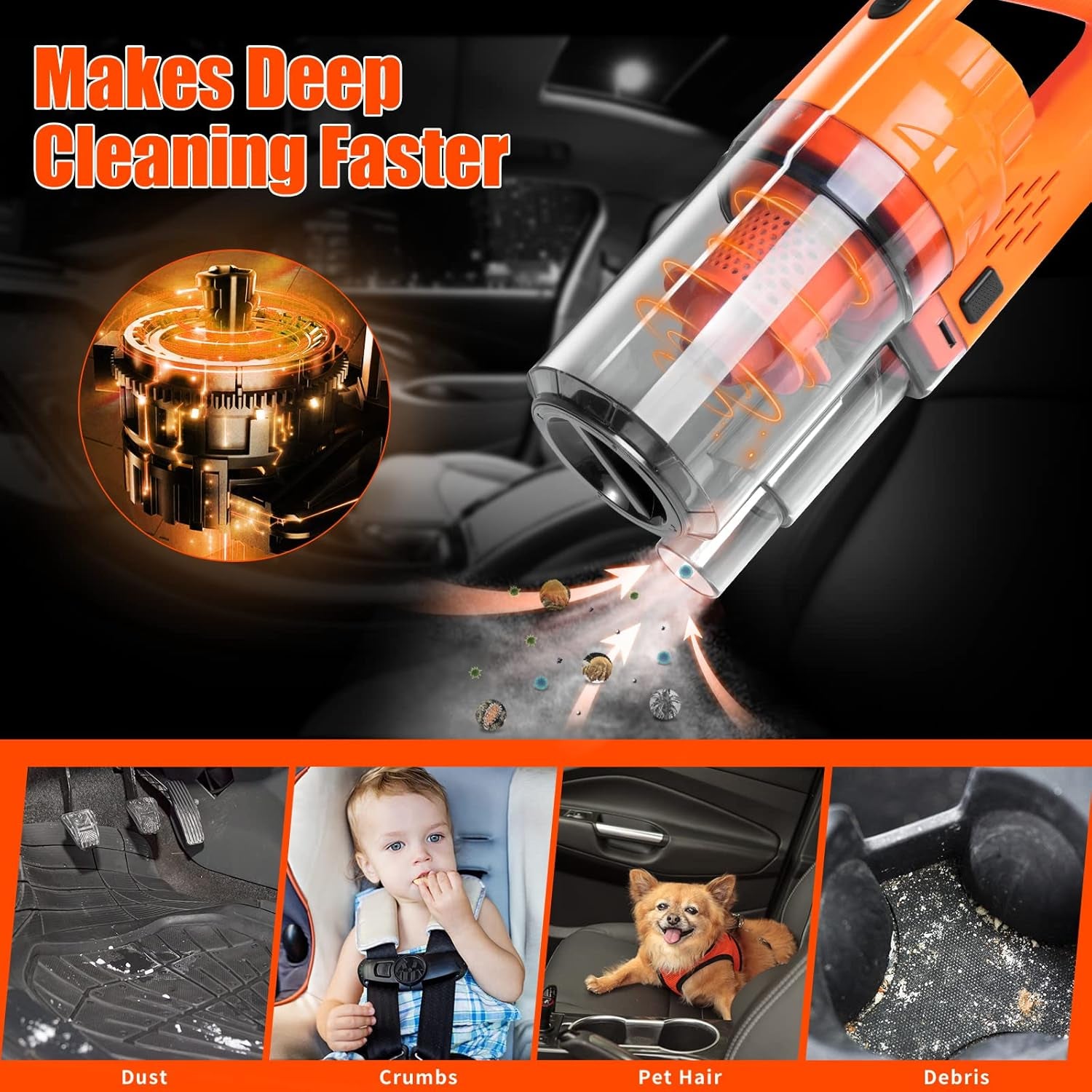 Carve Collective: 17-Piece Ultimate Interior Detailing Kit with High-Power Handheld Car Vacuum