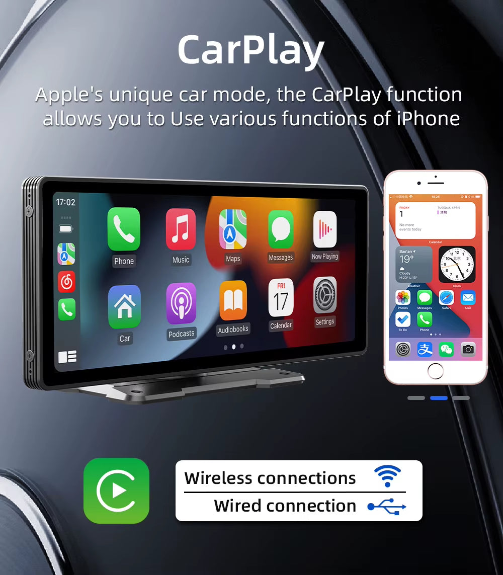 Carve Collective: 10.26" Wireless CarPlay & Android Auto Screen – Portable HD Touchscreen with Backup Camera Ready