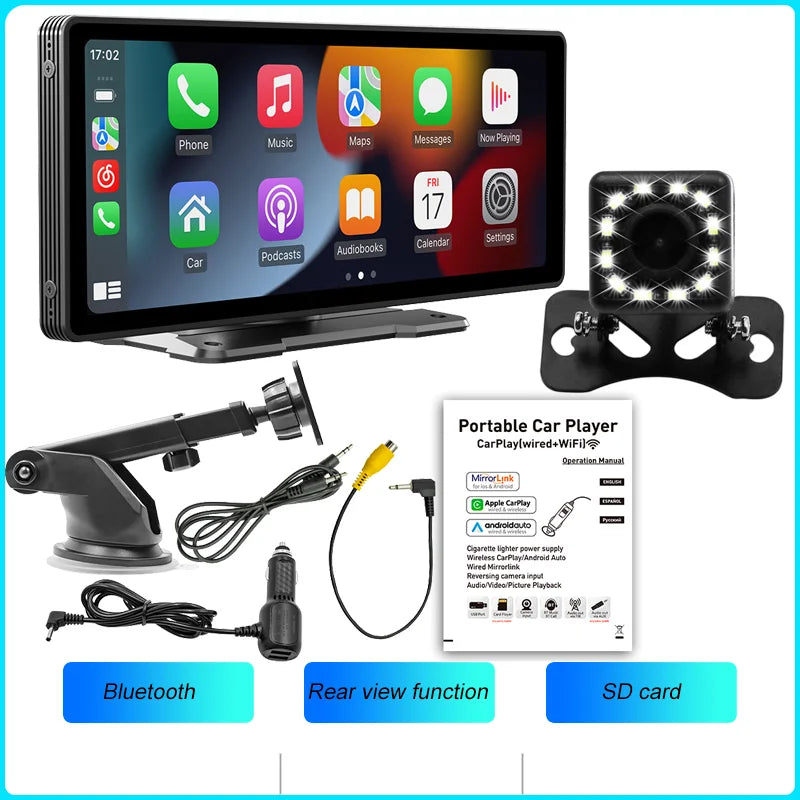 Carve Collective: 10.26" Wireless CarPlay & Android Auto Screen – Portable HD Touchscreen with Backup Camera Ready