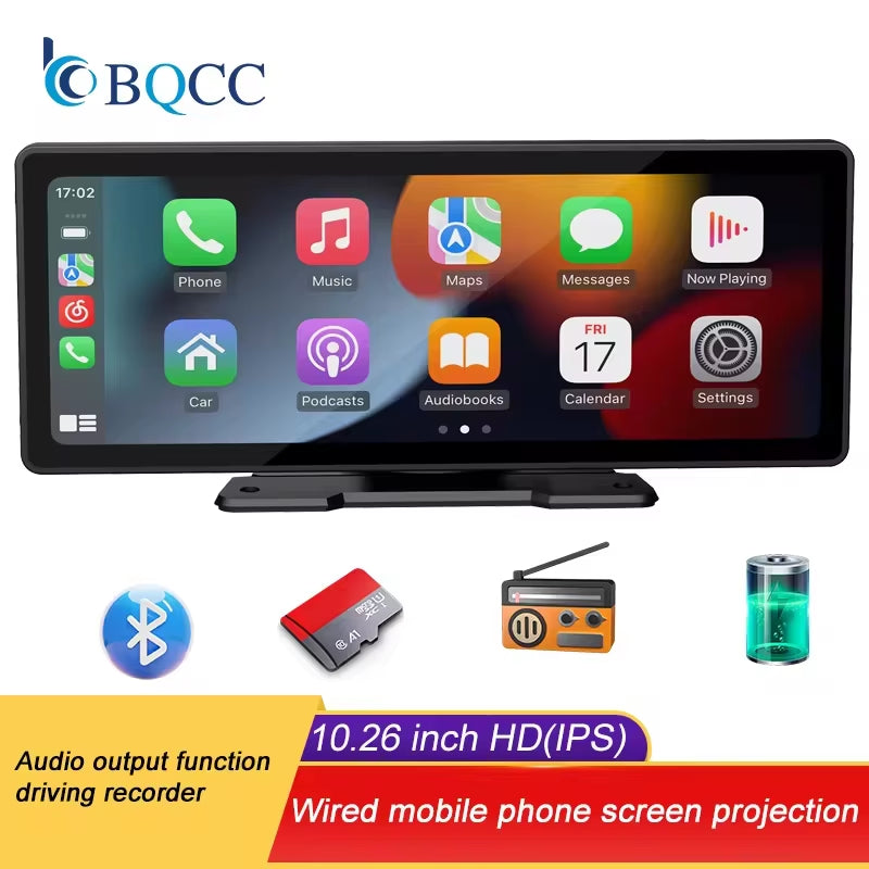 Carve Collective: 10.26" Wireless CarPlay & Android Auto Screen – Portable HD Touchscreen with Backup Camera Ready