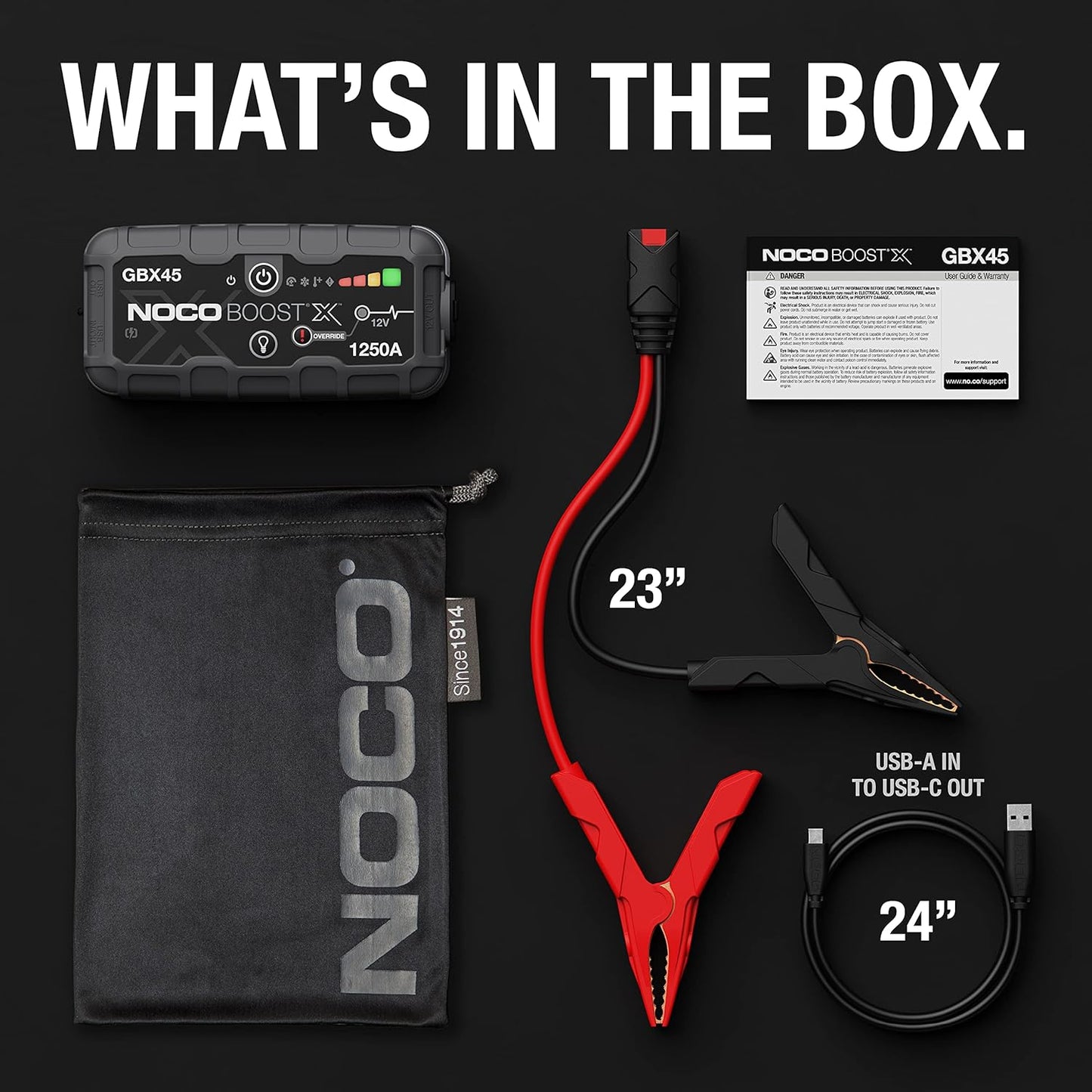 Boost X GBX45: 1250A Ultrasafe Jump Starter – 12V Lithium Battery Booster Pack, Portable Jump Box, Power Bank & Jumper Cables - for 6.5L Gas and 4.0L Diesel Engines